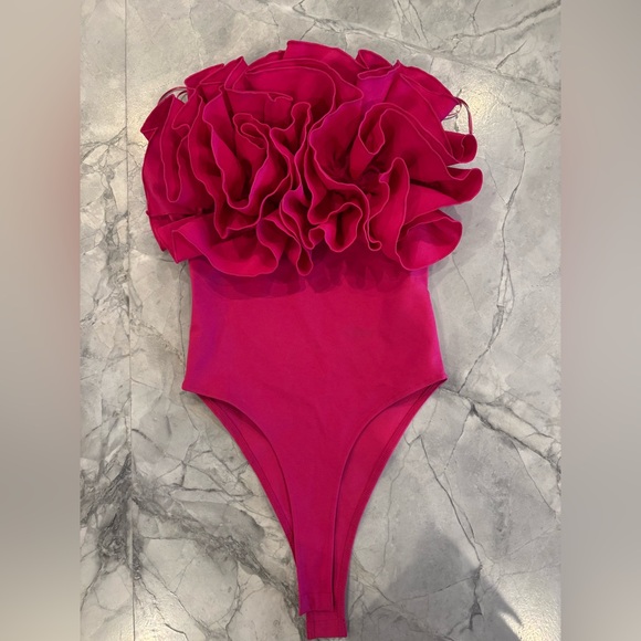 Zara Fuchsia Ruffled Bodysuit - Picture 1 of 4